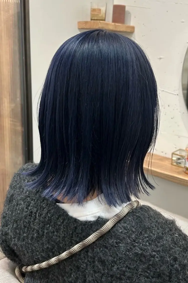 ミディアム カラー ブルーカラー ネイビーカラー Yuna ユウナのヘアスタイル