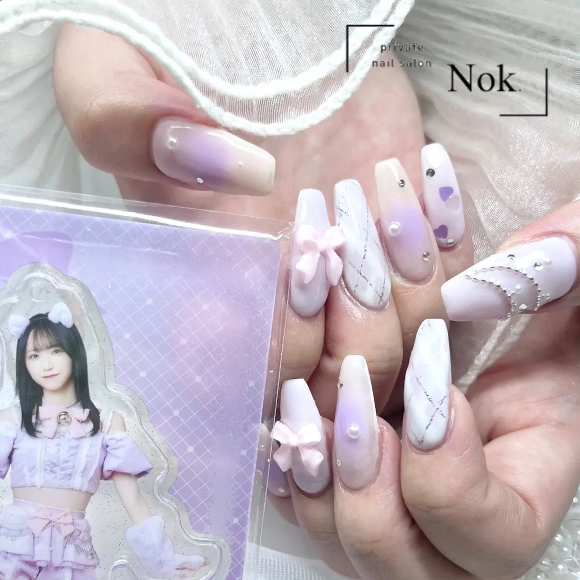 ネイル リボン ハンドネイル 池袋痛ネイル Nok. 渡辺のネイルデザイン