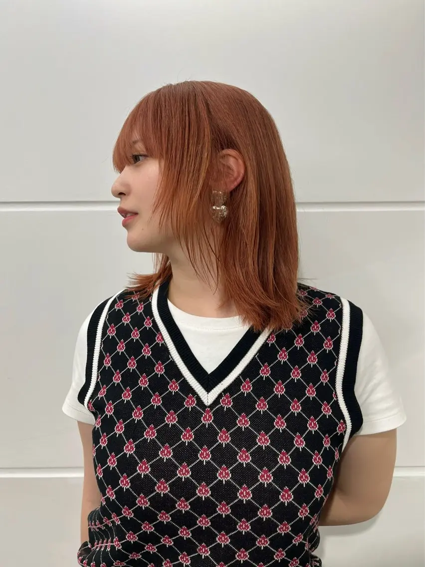 ミディアム カラー ミディアムレイヤー レイヤーカット ボブパーマ/縮毛矯正 /かわいい/せき🫧のヘアスタイル