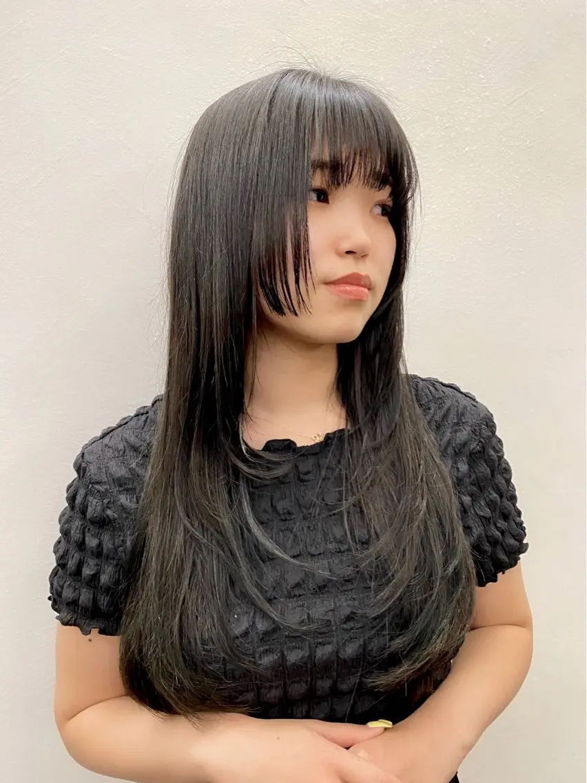 ロング カラー カット ヘアカラー トリートメント 似合わせレイヤー/ ケアパーマ/高倉のヘアスタイル