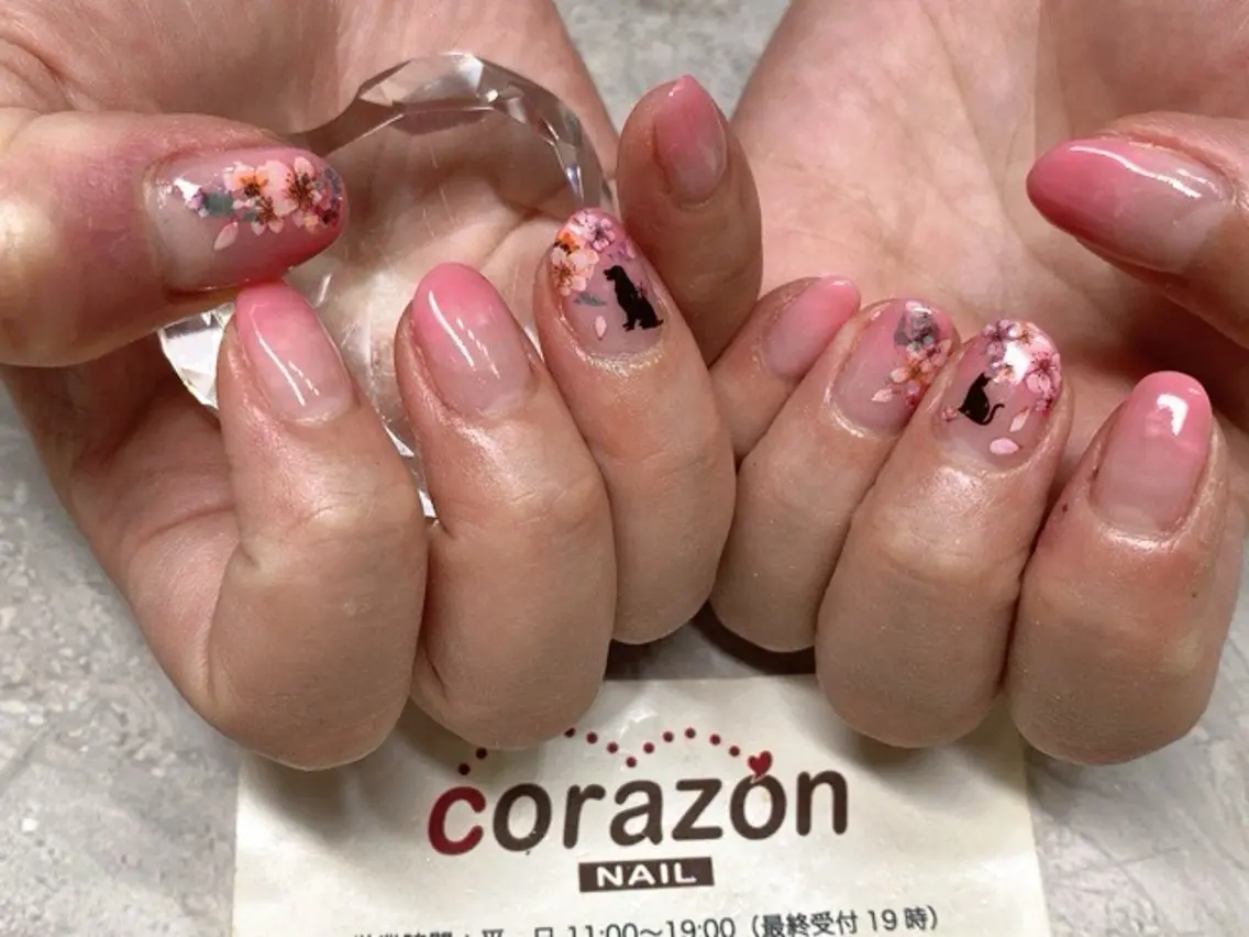ネイル 桜ネイル グラデーション ピンク ハンドネイル ハンドケア ネイリスト aicoのネイルデザイン