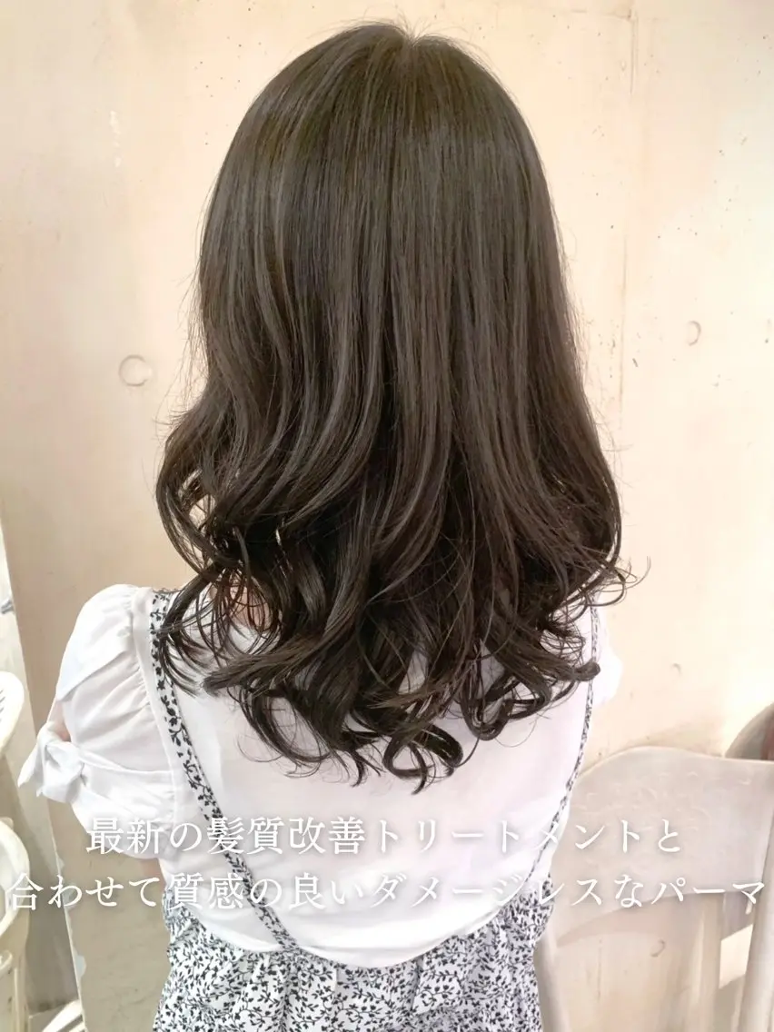 ミディアム パーマ 髪質改善 縮毛矯正/ レイヤー/銀座/本木のヘアスタイル