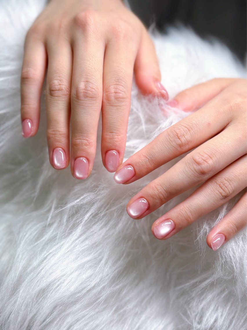 ネイル ブルー マグネットネイル ピンク ハンドネイル Lani🌈Nail Konatsuのネイルデザイン
