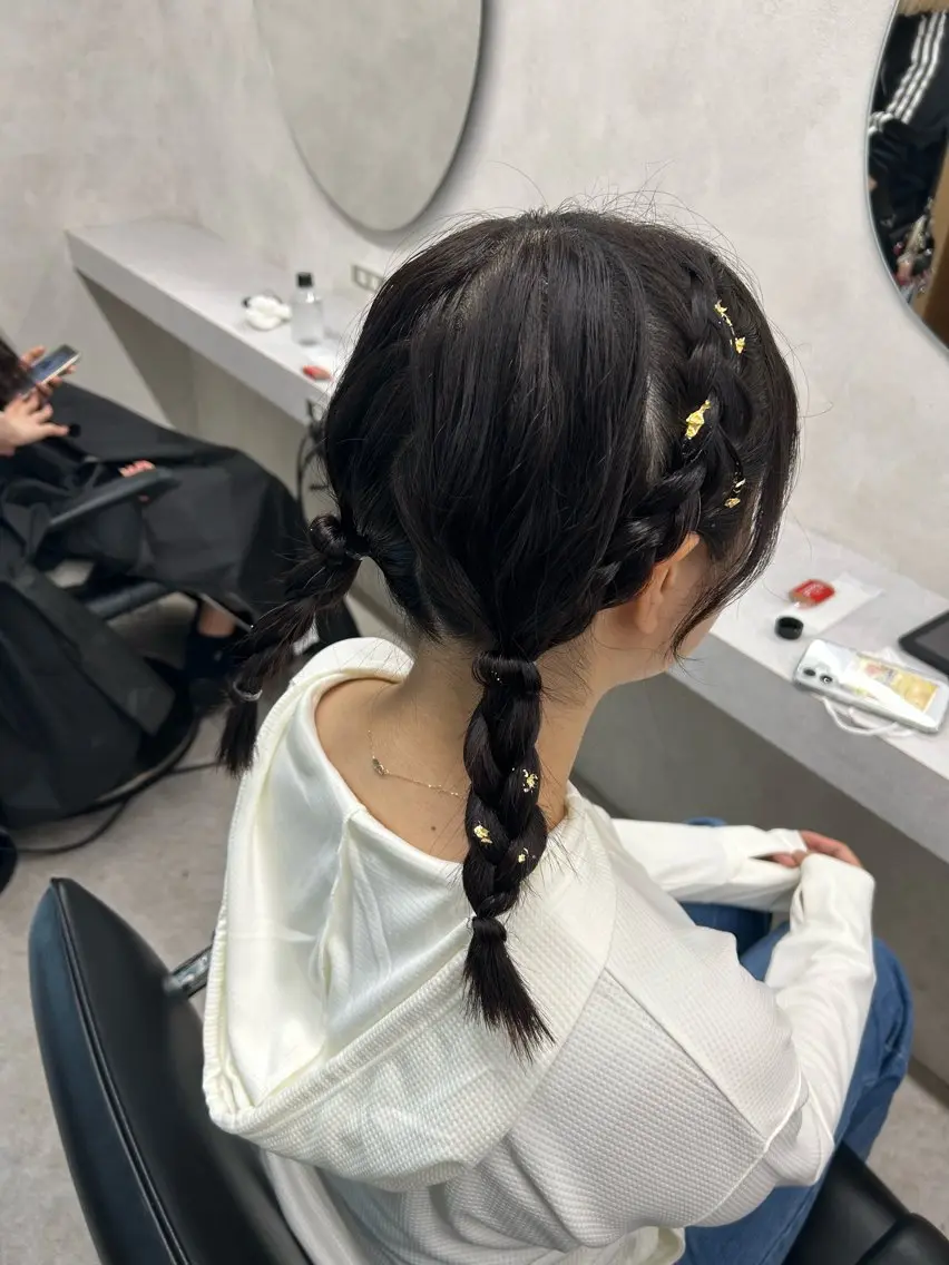 ミディアム ヘアアレンジ ヘアセット 🎀HARU/ボブ/ セット/暖色🫧のヘアスタイル