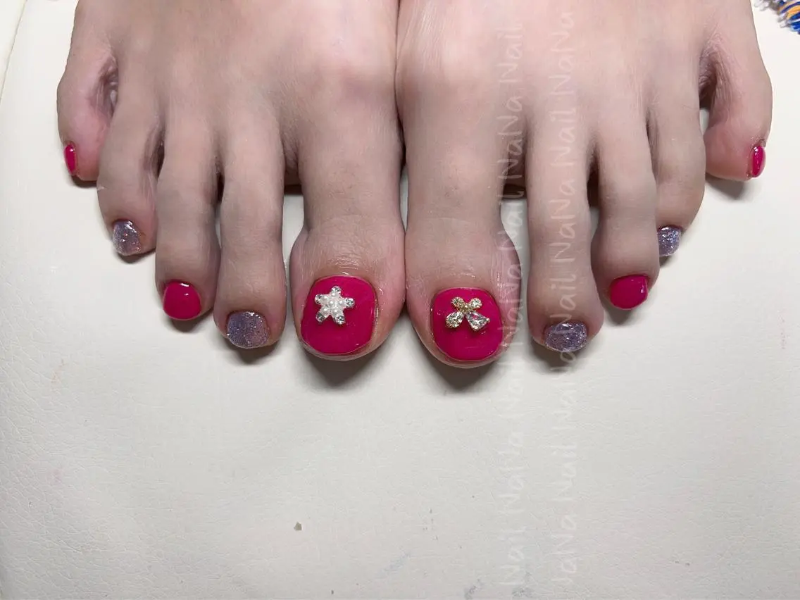 ショート カラー ネイル フットネイル Nail NaNaのネイルデザイン