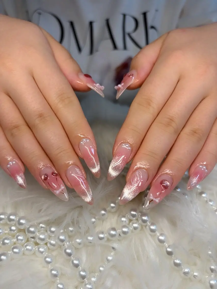 ネイル アートネイル オーロラネイル チークネイル 長さ出し フットネイル ハンドネイル Chan nailsのネイルデザイン
