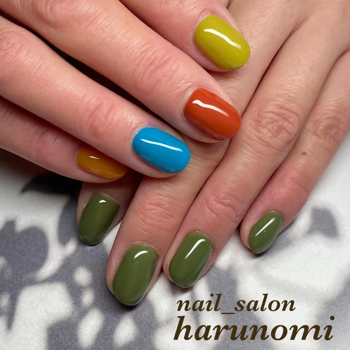 ネイル ブルー グリーン nailroom harunomiのネイルデザイン