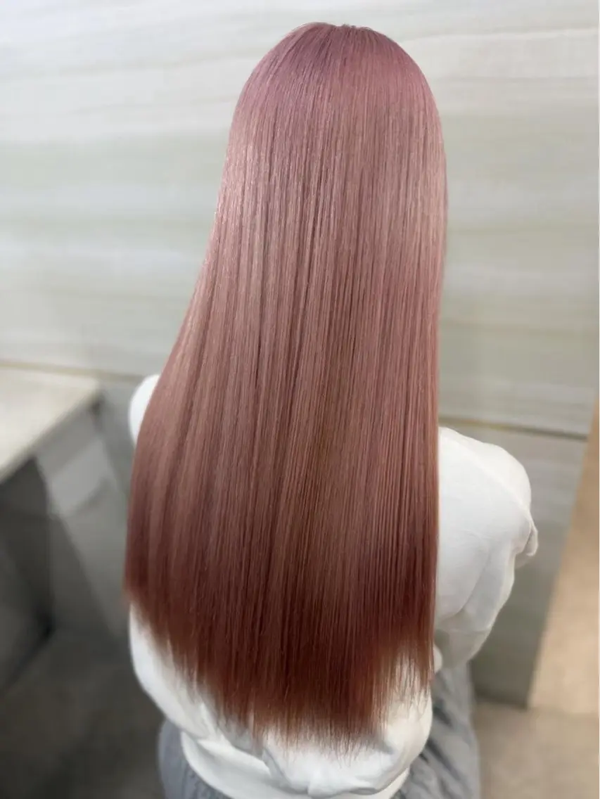 ロング カラー ベージュカラー ブリーチ ピンクカラー ピンクベージュ ホワイトピンク 🩶縮毛矯正/カラー /大宮/あやね⛓🩶のヘアスタイル