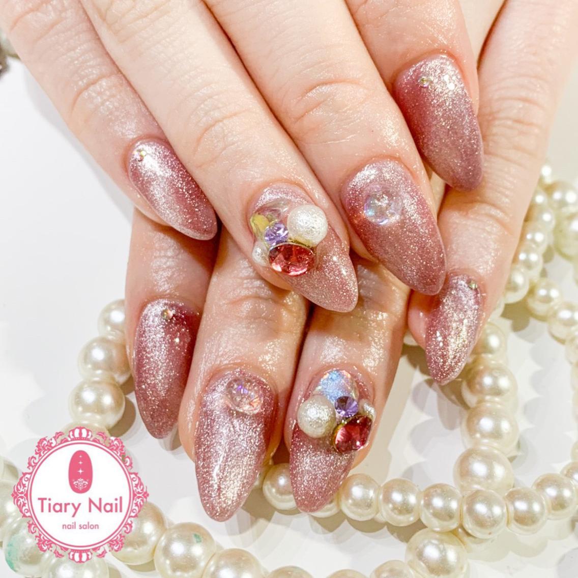 ネイル 桜ネイル クリアネイル フットネイル ジェルネイル キラキラネイル 💗🪽Tiary Nail🪽💗のネイルデザイン