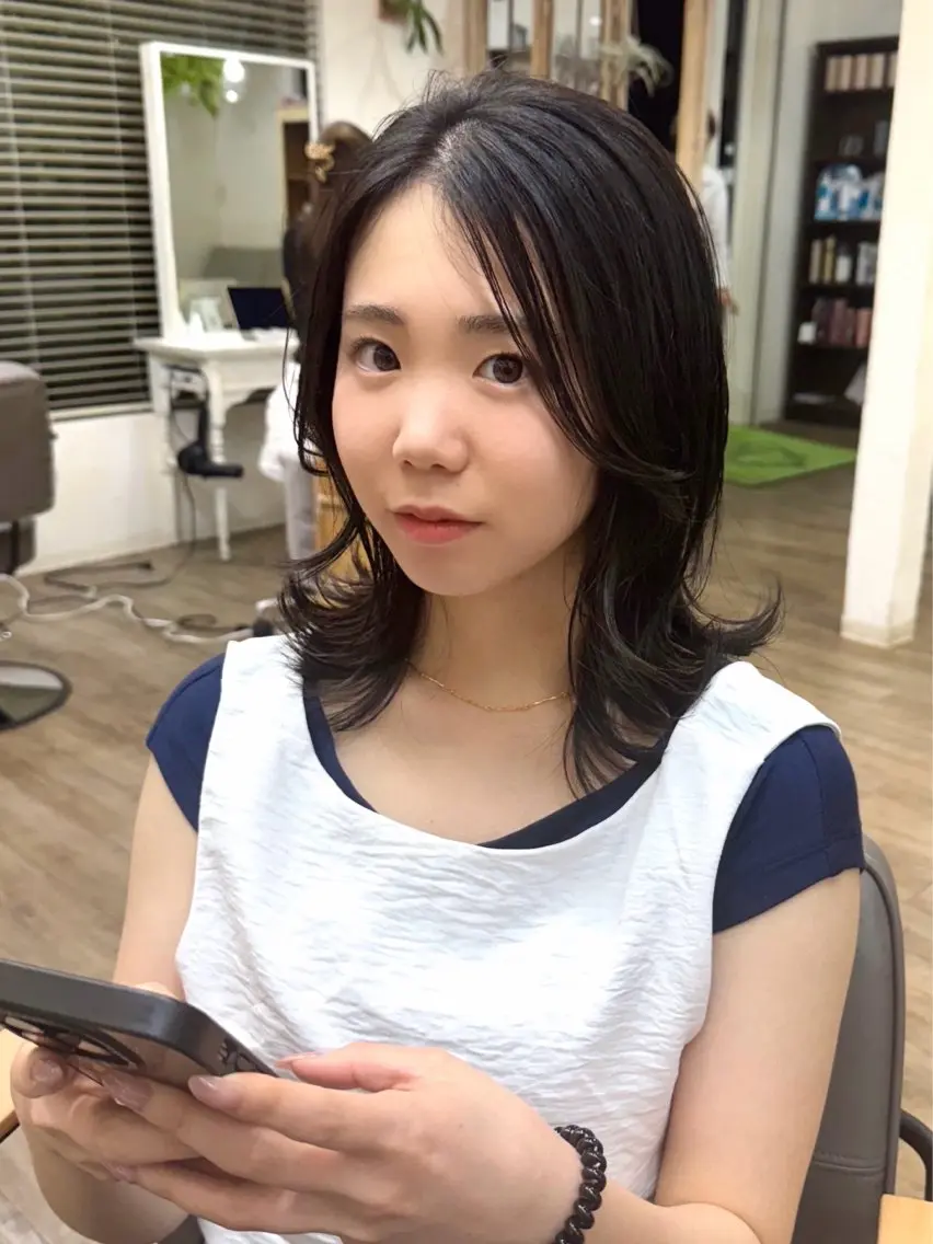 ミディアム 韓国風ヘア カット トリートメント ayaka/暖色/ レイヤーカット🩰のヘアスタイル