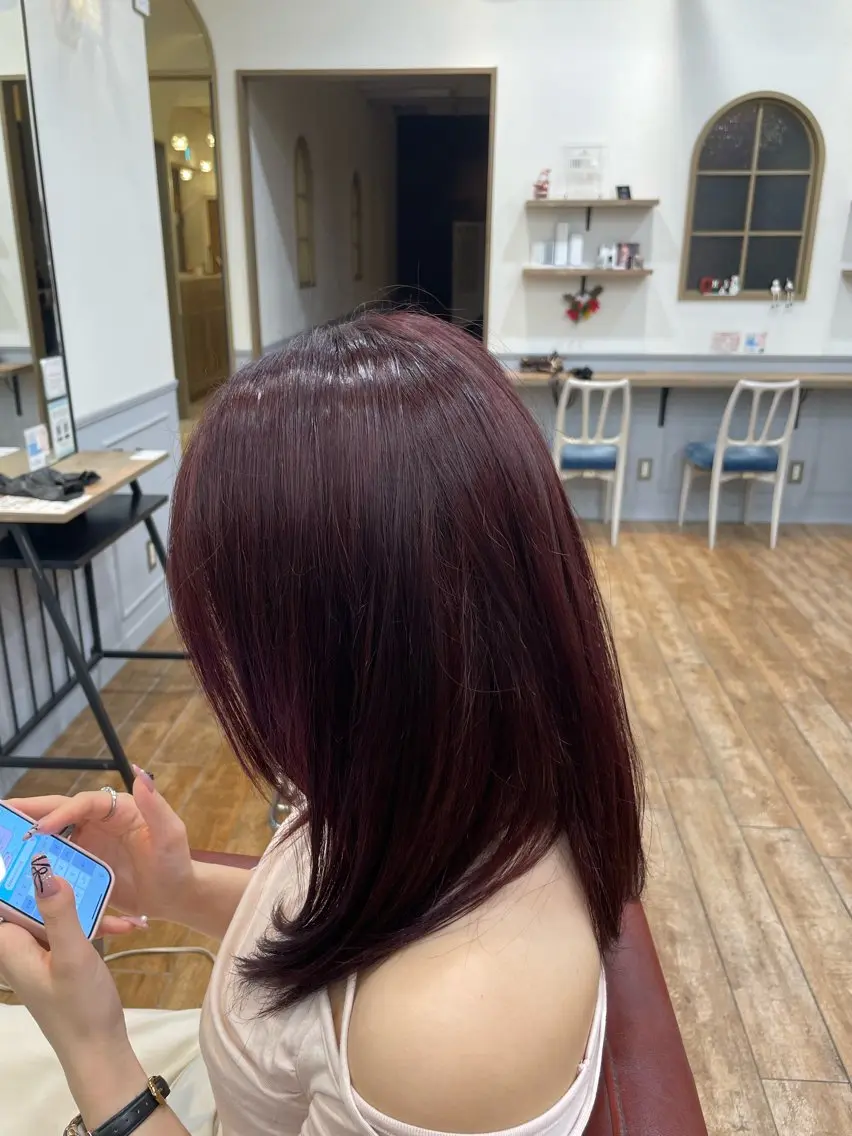 カラー レッドカラー 水澤 七斗のヘアスタイル