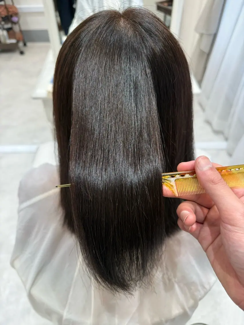 ミディアム カット 縮毛矯正 Barrel 天王寺 YUUのヘアスタイル