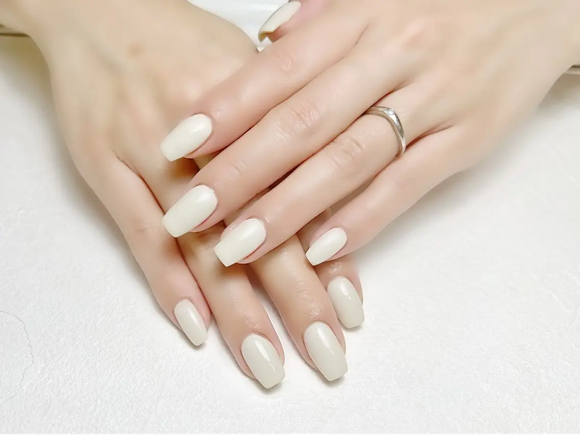 ネイル オフィスネイル ワンカラーネイル 春ネイル ホワイト rouse nail RISATOのネイルデザイン