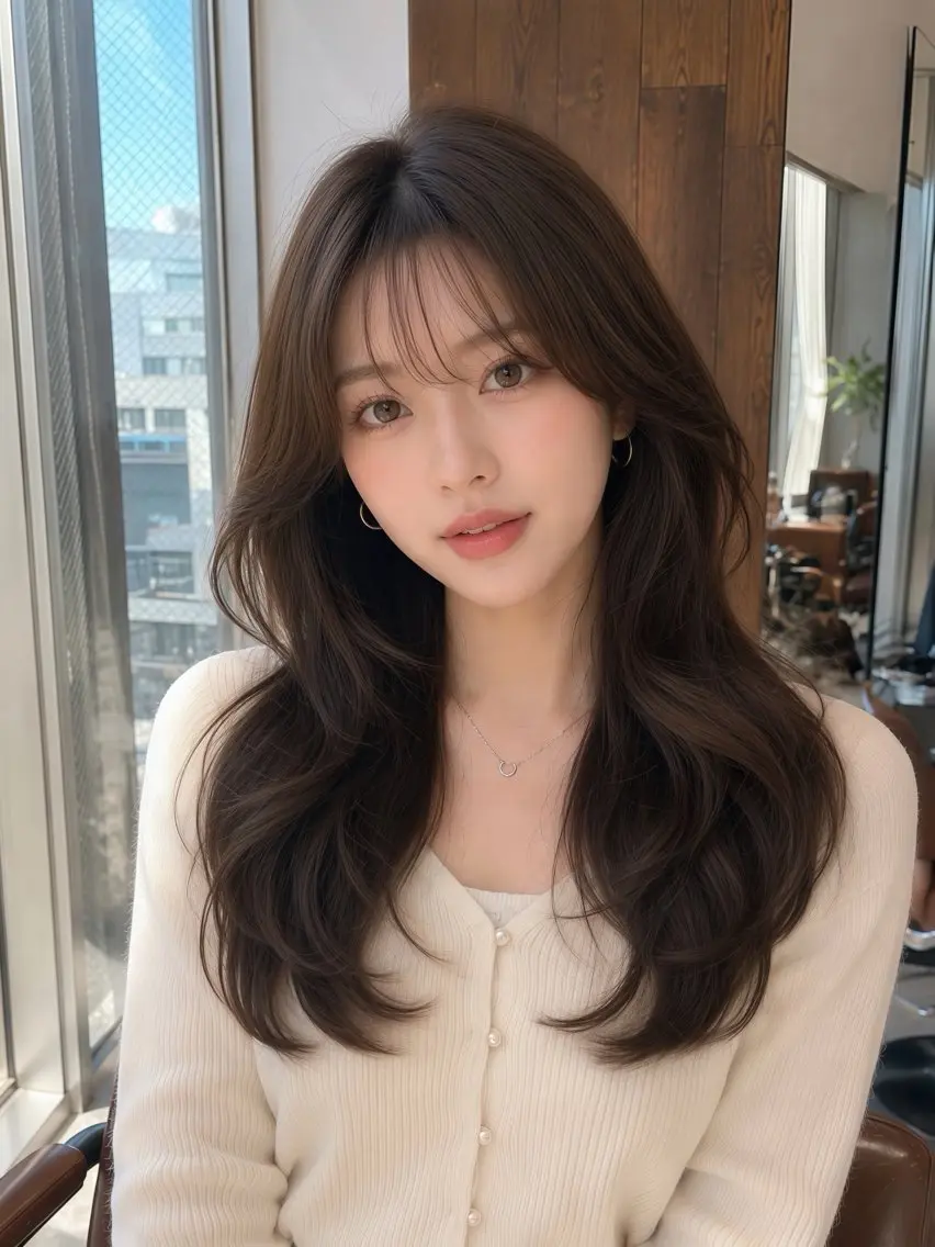 セミロング トリートメント カット ヘアカラー 透明感カラー/韓国レ イヤー/宮下知也のヘアスタイル