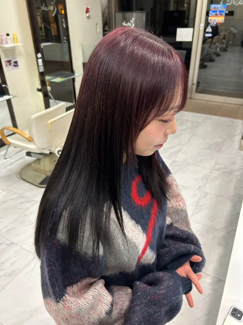 ロング カラー レッドカラー ヘアカラー 透明感/ブリーチカラ ー🦋Rico🦋のヘアスタイル