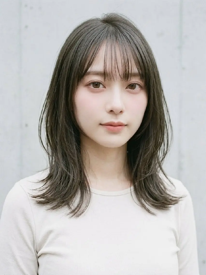 ミディアム レイヤーカット カット ヘアカラー トリートメント 原田 祥彰のヘアスタイル