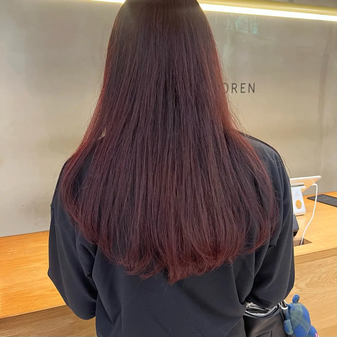 ロング カラー 透明感カラー レッドカラー カット ヘアカラー トリートメント レイヤー/縮毛矯正/ 暖色/mao🎀のヘアスタイル