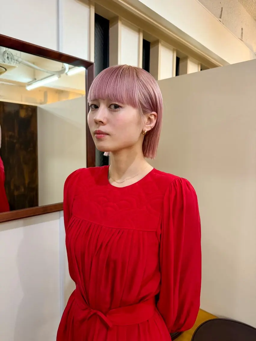 ミディアム カラー ピンクカラー ヘアカラー ブリーチカラーモデル 募集中/ リョウスケのヘアスタイル