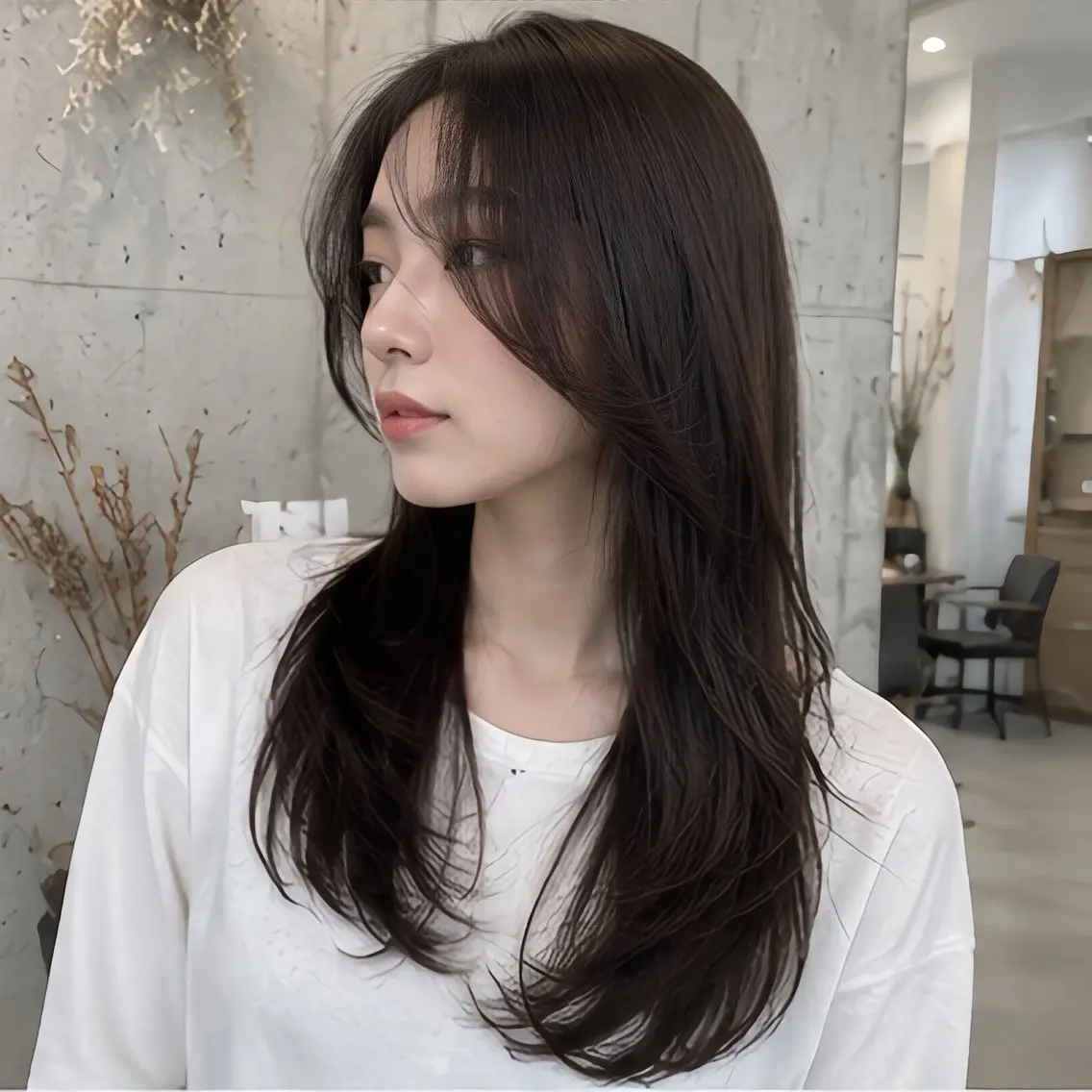 ロング 縮毛矯正 トリートメント 池袋/縮毛矯正 韓国レイヤーおばかんのヘアスタイル