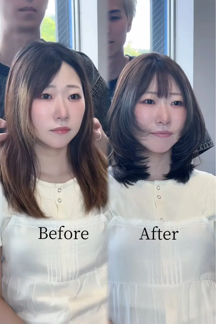 ミディアム ミディアムレイヤー レイヤーカット カット ヘアカラー 永田竜一/ 浜松のレイヤーマンのヘアスタイル