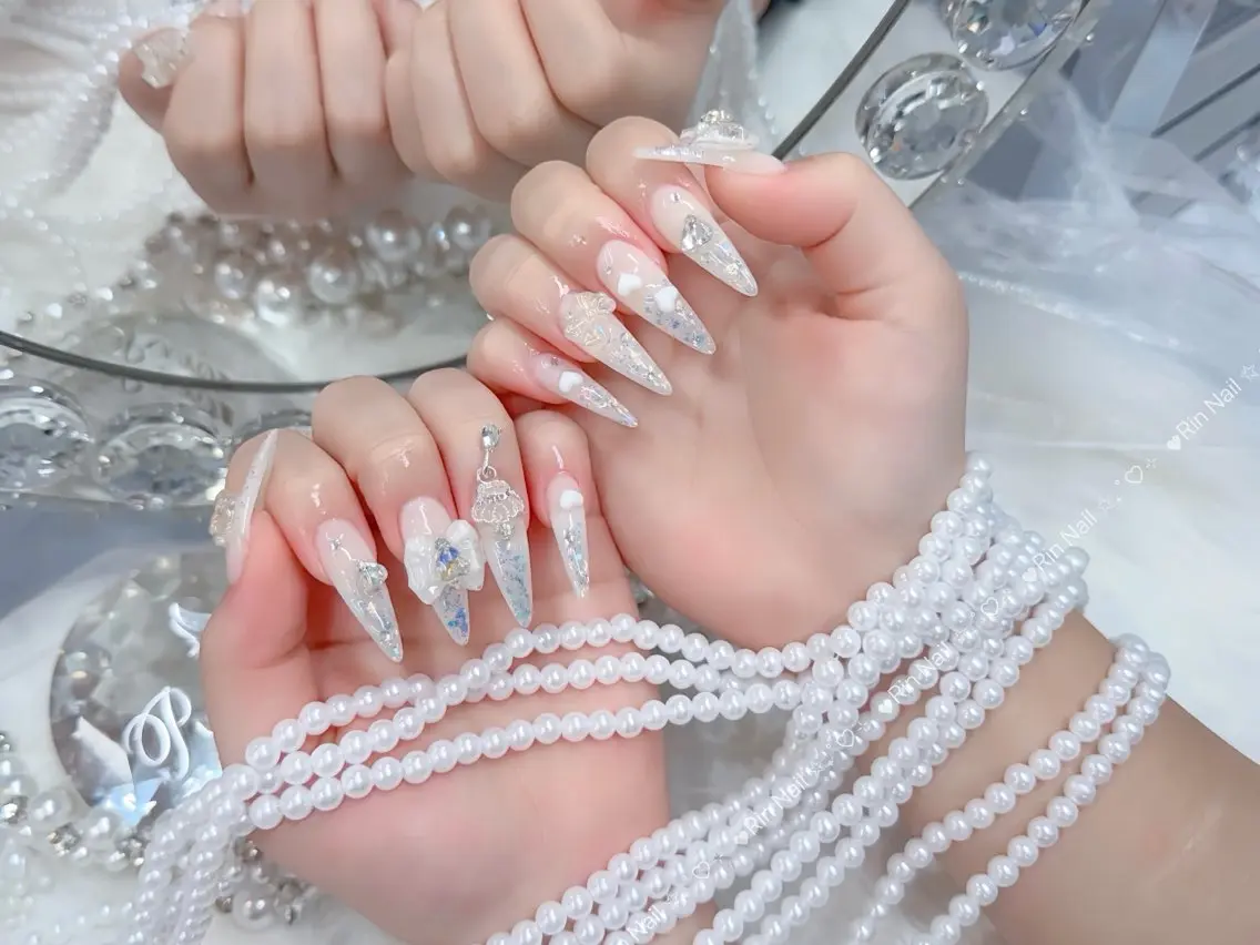 ネイル クリアネイル ドット フットネイル ジェルネイル グリーン ハンドネイル Rin Nail 新大久保店のネイルデザイン