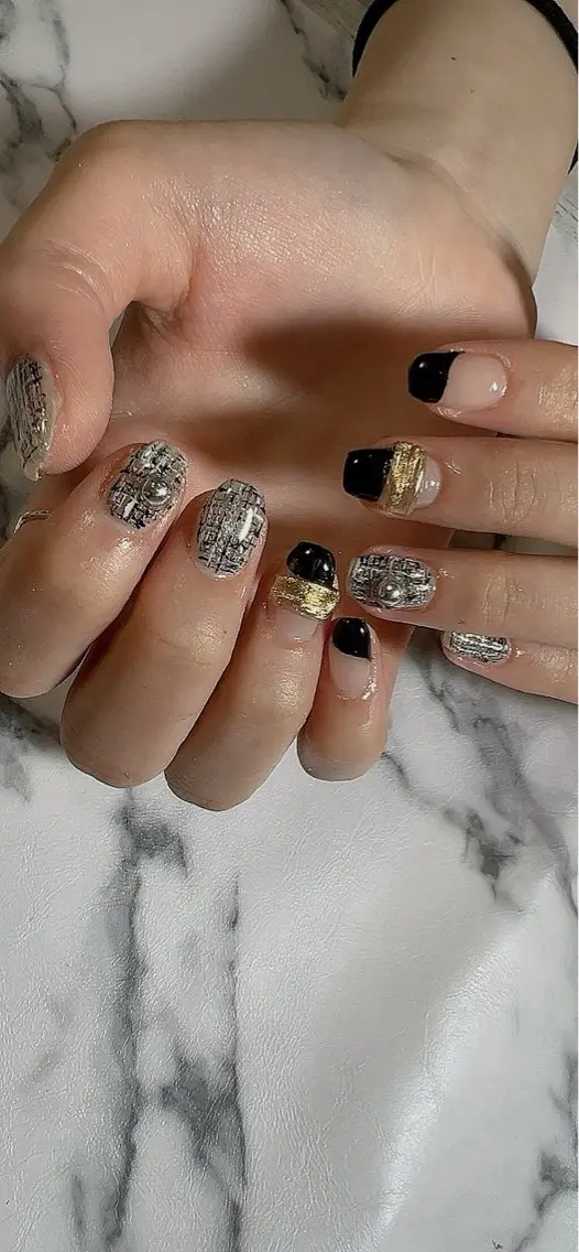 ネイル フレンチネイル ツイードネイル Mimi Nailのネイルデザイン