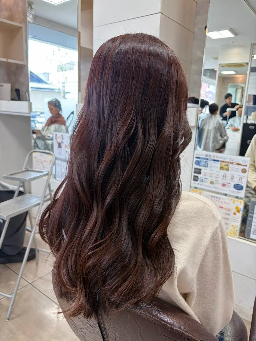 ロング カラー ブラウンカラー レッドカラー レッドブラウン カット ヘアカラー レイヤーカット🎀 よしいあまねのヘアスタイル
