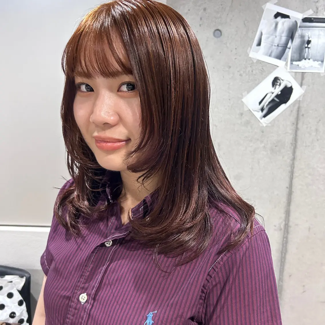 ミディアム カラー ブリーチ ブリーチなしカラー 舟橋 りんかのヘアスタイル