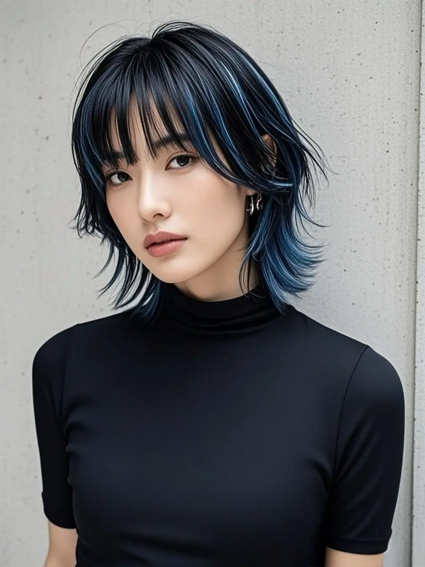ミディアム ショートボブ ミディアムレイヤー ミディアムパーマ アッシュ ボブ カット ヘアカラー ウルフカット 811 大阪梅田 ウルフのヘアスタイル