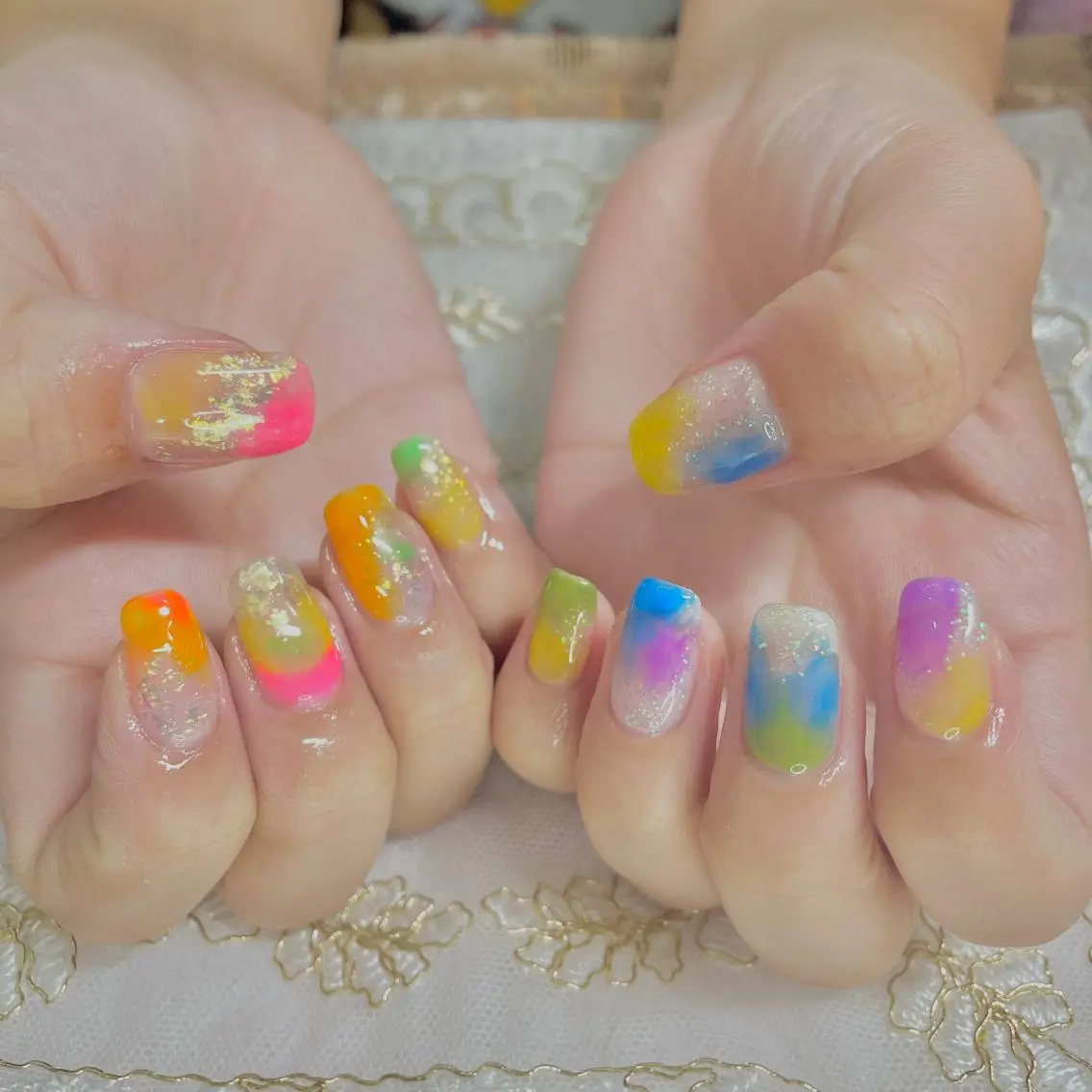 ネイル アートネイル オーロラネイル ジェルネイル 氷ネイル・うるうるネイル 韓国ネイル J terrace Nailのネイルデザイン