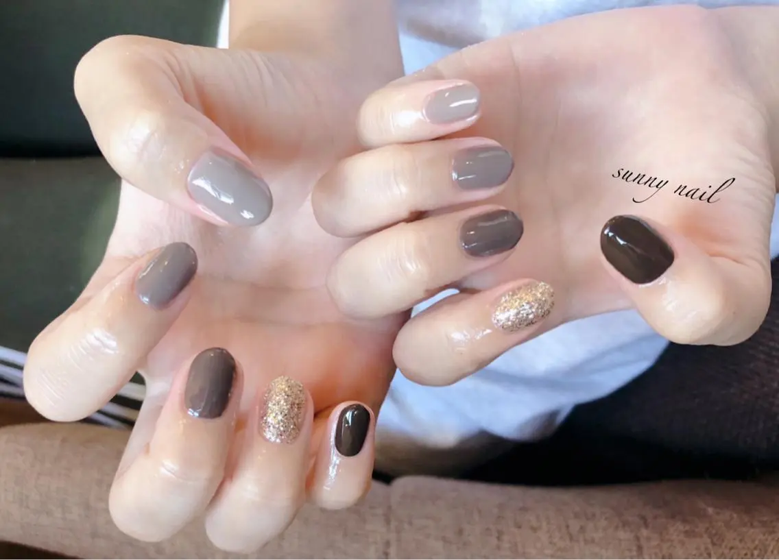 ネイル ブラウン グラデーション ワンカラーネイル sunny nailのネイルデザイン