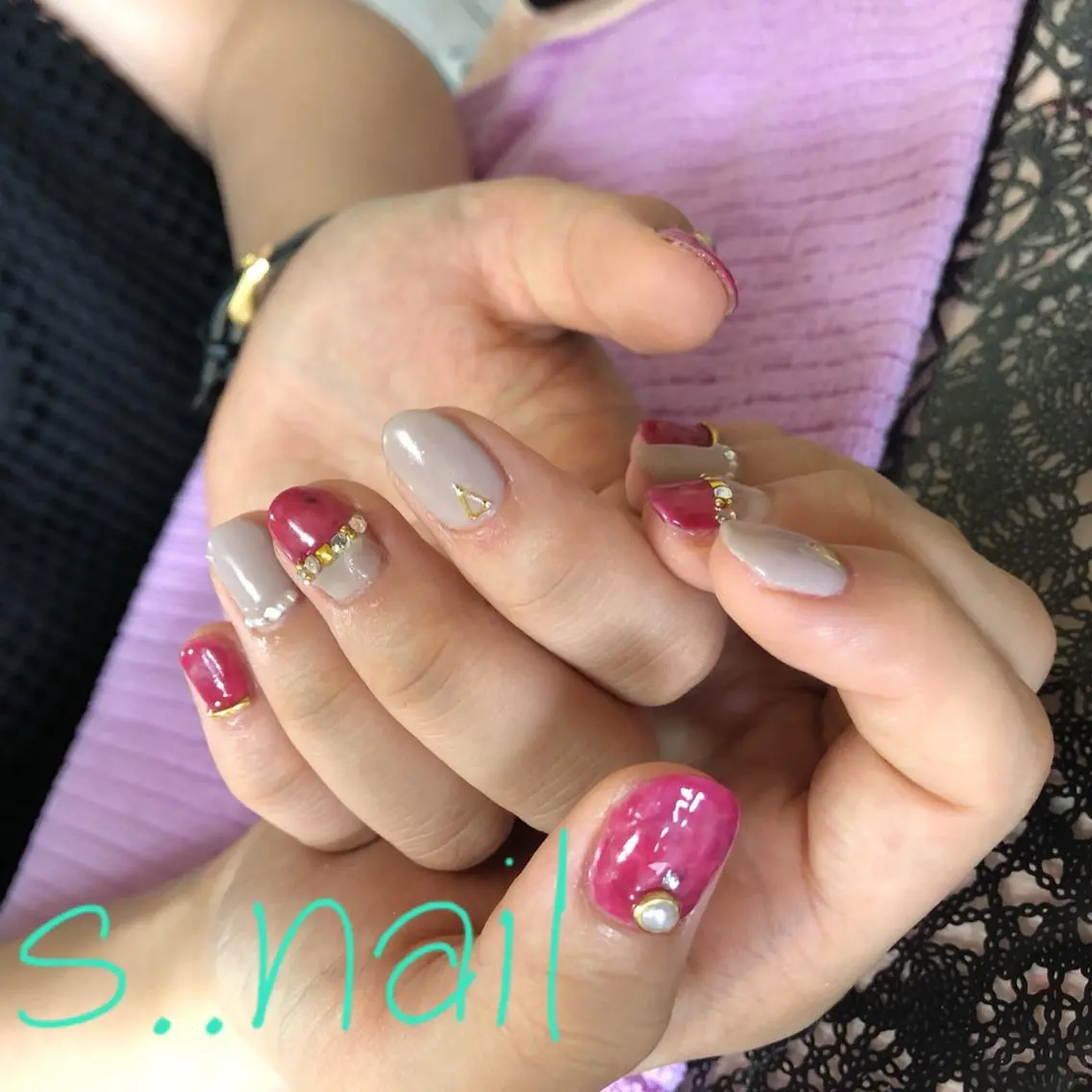 ネイル べっ甲ネイル ボルドー ハンドネイル フットネイル s..nail / MORITAのネイルデザイン