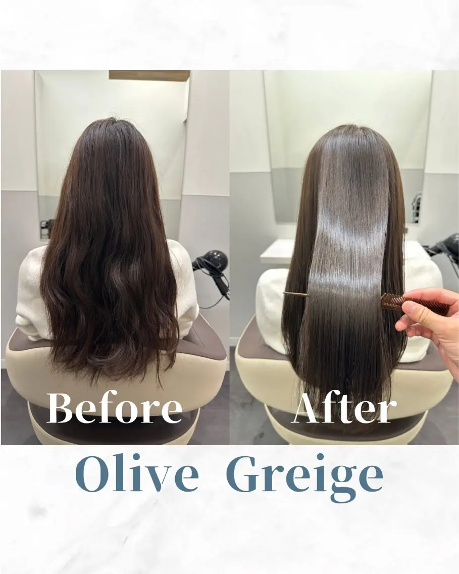 ロング カラー ケアカラー 透明感カラー グレージュ オリーブグレージュ オリーブグレー カット ヘアカラー トリートメント 【美髪矯正 /髪質改善】RINのヘアスタイル