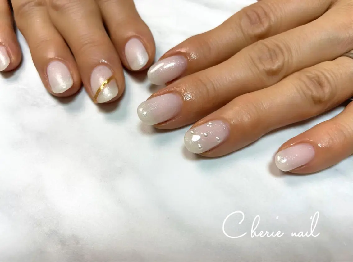ネイル ホワイト ハンドネイル Cherienail yunaのネイルデザイン