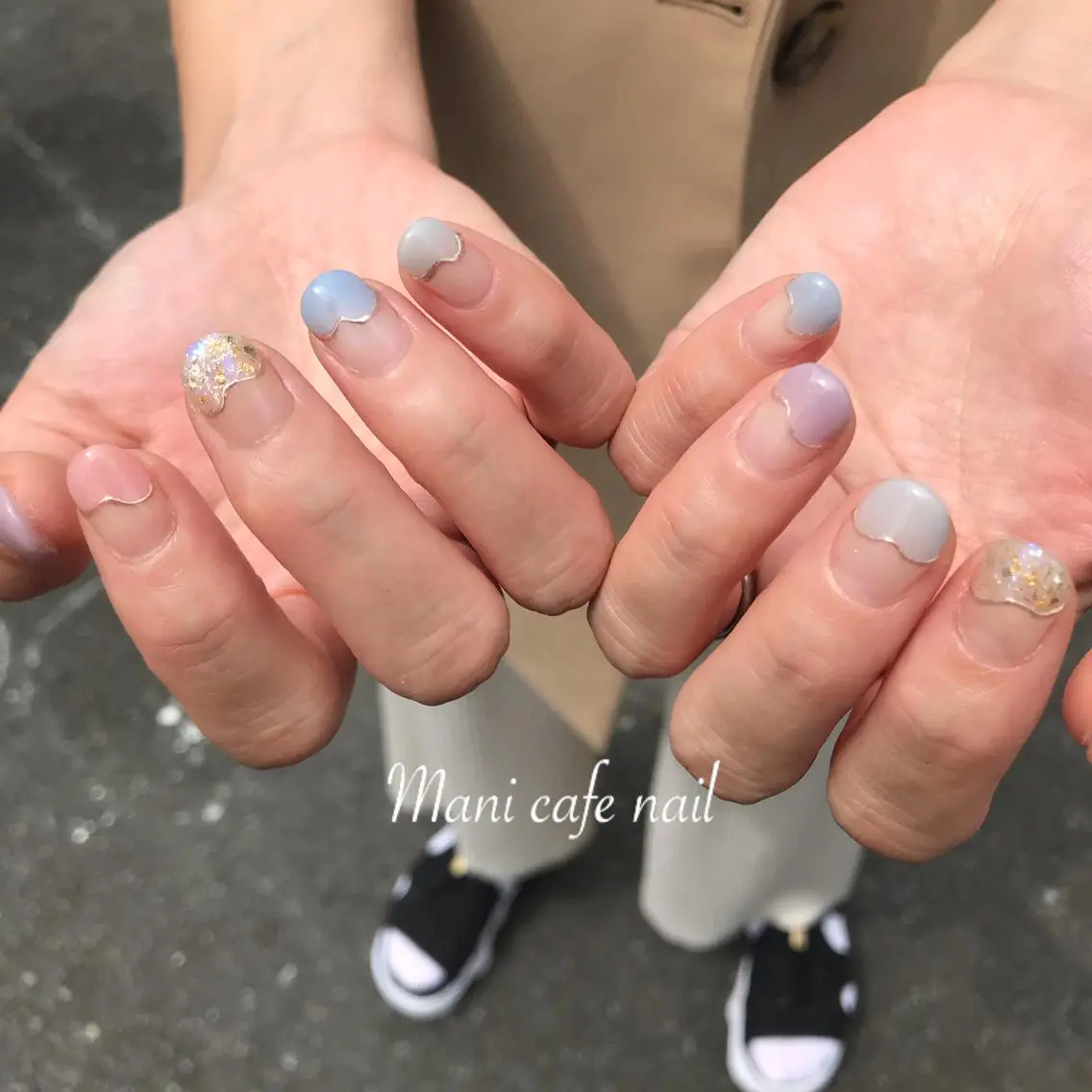 ネイル フレンチネイル ハンドネイル Mani cafe nailのネイルデザイン