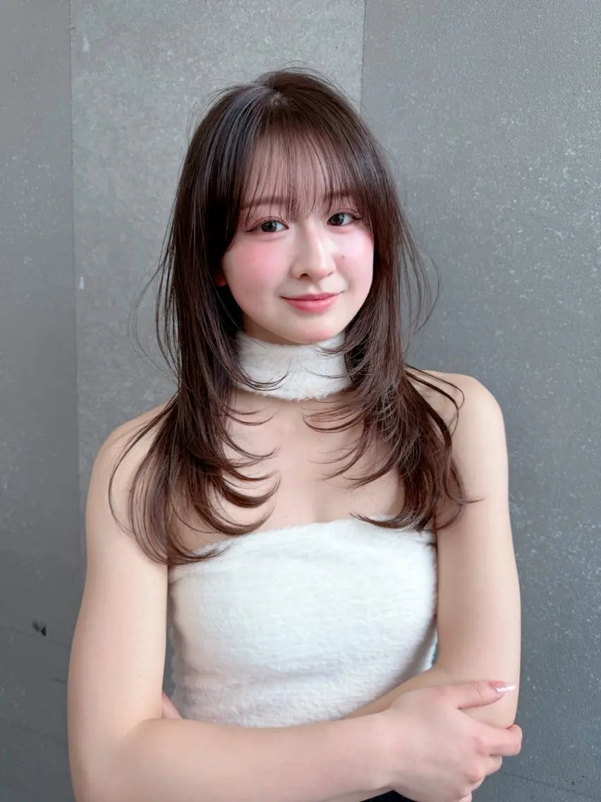 ミディアム カット ヘアカラー トリートメント 久米 春輝のヘアスタイル