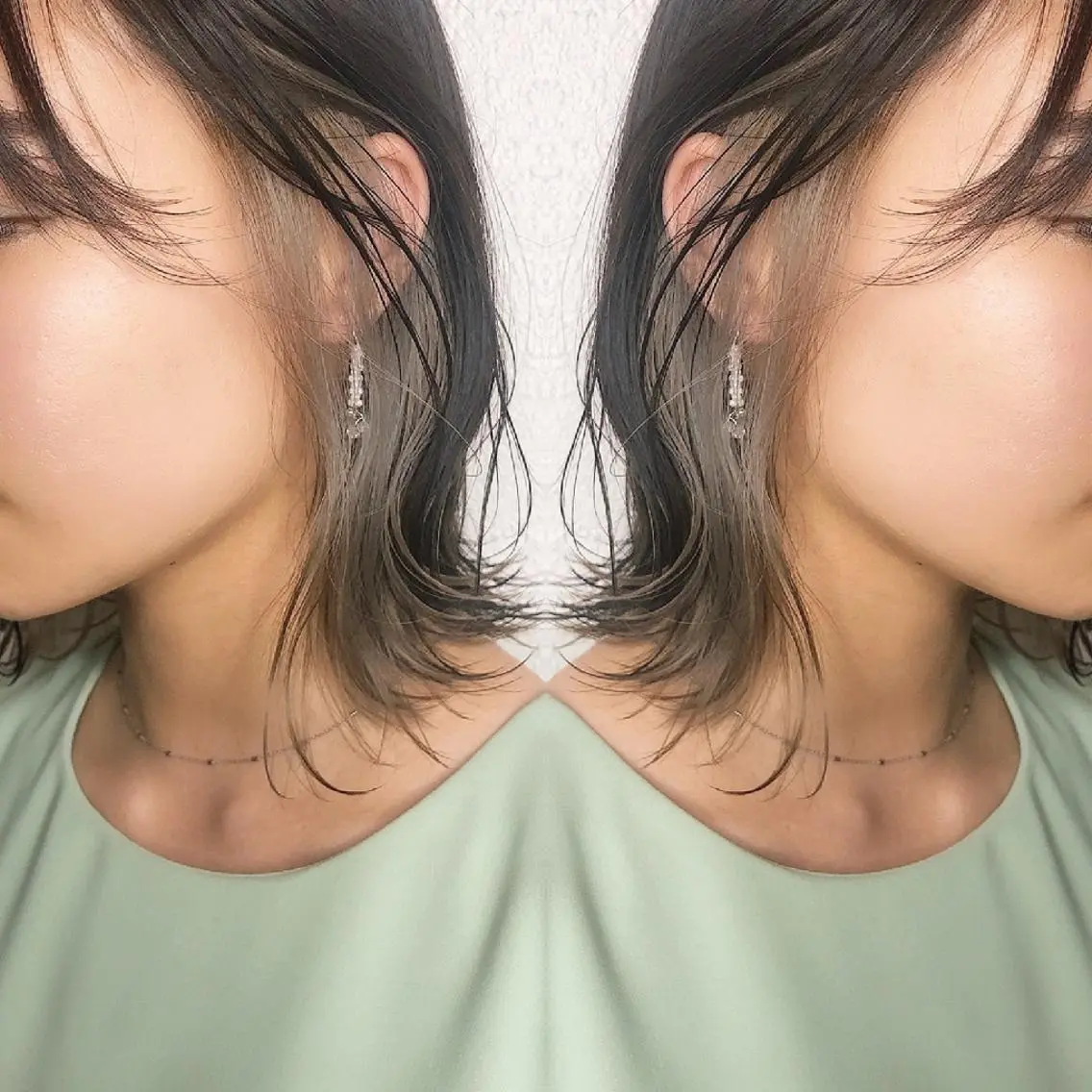 ミディアム カラー ヘアアレンジ ブリーチ インナーカラー カット ヘアカラー トリートメント 竹内啓太 ボブのヘアスタイル