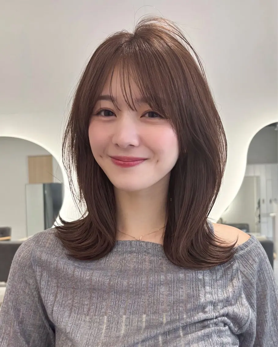 ミディアム カラー カット ヘアカラー ren ボブロブ/ミディアムのヘアスタイル