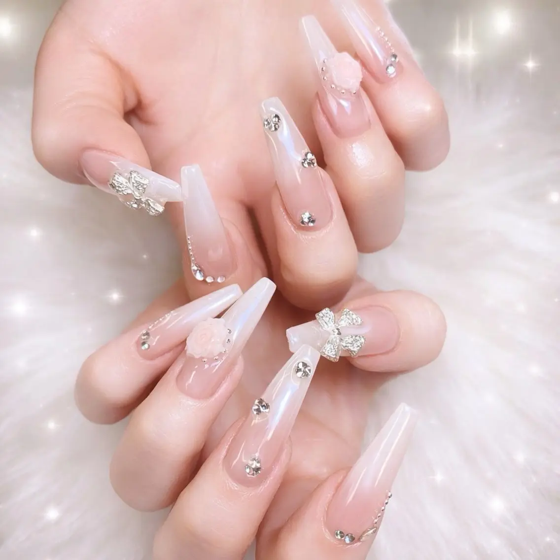 ネイル チークネイル 長さ出し フラッシュネイル フレンチネイル グラデーション ハンドネイル AN NAIL SALONのネイルデザイン