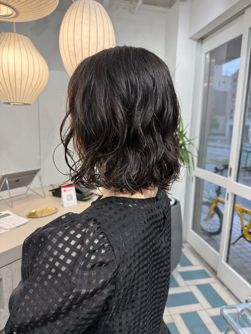 ミディアム パーマ ミディアムパーマ ボブ カット パーマ レイヤーカット/ボブ /春日井🍏鵜飼元喜のヘアスタイル