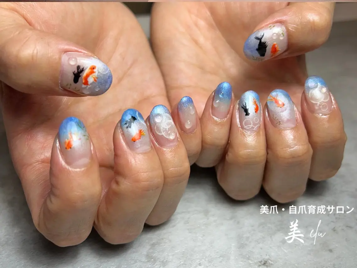 ネイル アートネイル ジェルネイル 夏ネイル ハンドネイル 美爪・自爪育成サロン 美elu(ビエル)のネイルデザイン