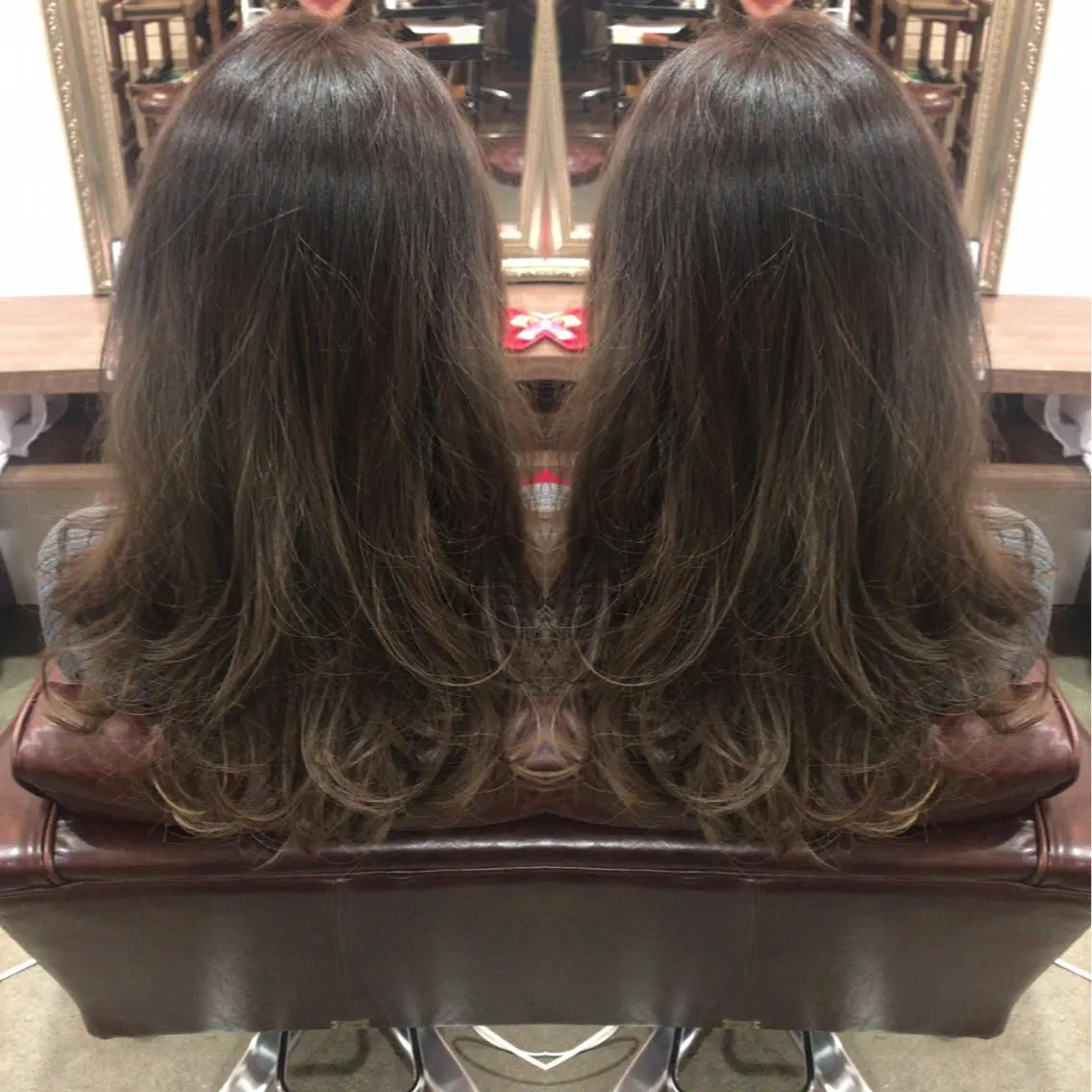 セミロング カラー レイヤーカット匠 イソザキノリユキのヘアスタイル