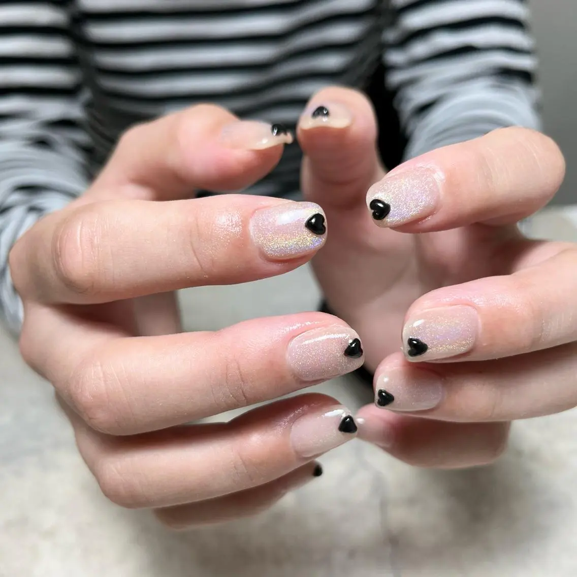 ネイル ハート マグネットネイル ぷっくりネイル ハンドネイル vegh. nail/阿波座のネイルデザイン
