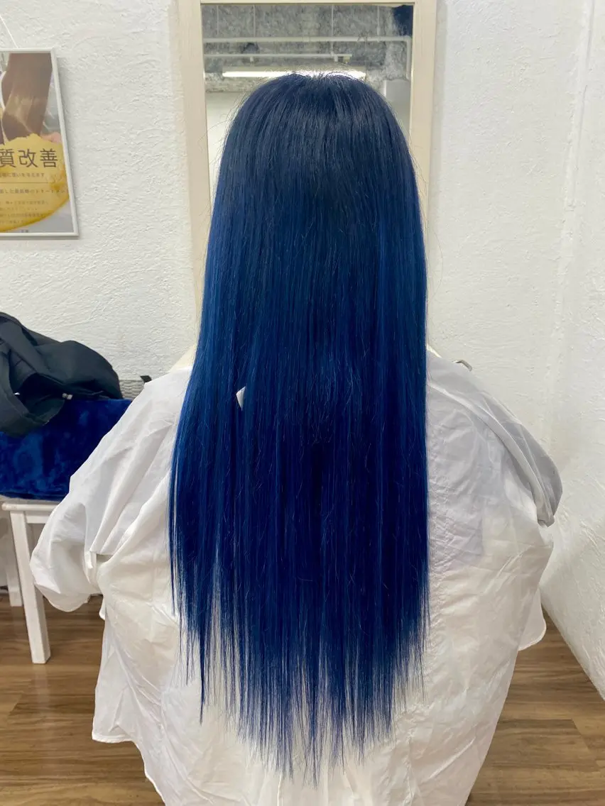 ロング カラー ブルーカラー エクステ エクステ GLOSS 心斎橋 山上のヘアスタイル