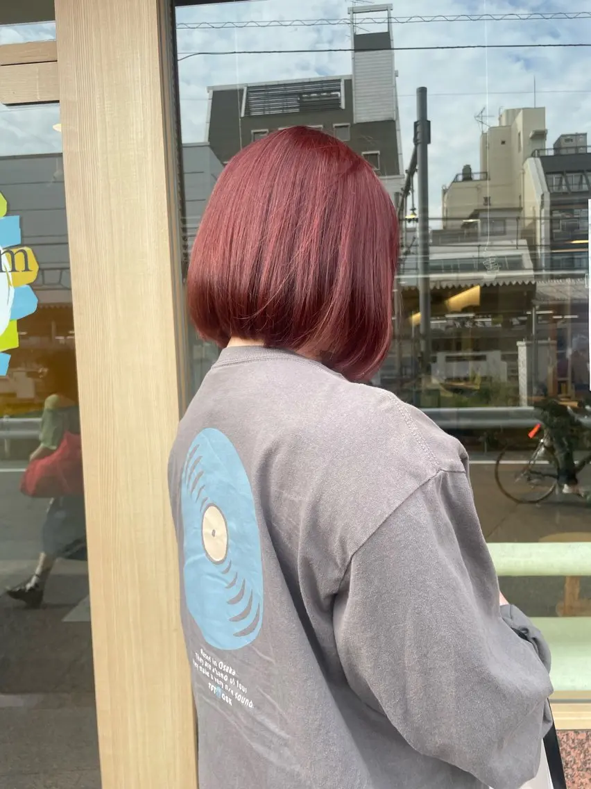 ショート カラー ブリーチ ブリーチなしカラー レッドカラー 髪質改善/Bloss om🌷高橋沙衣のヘアスタイル