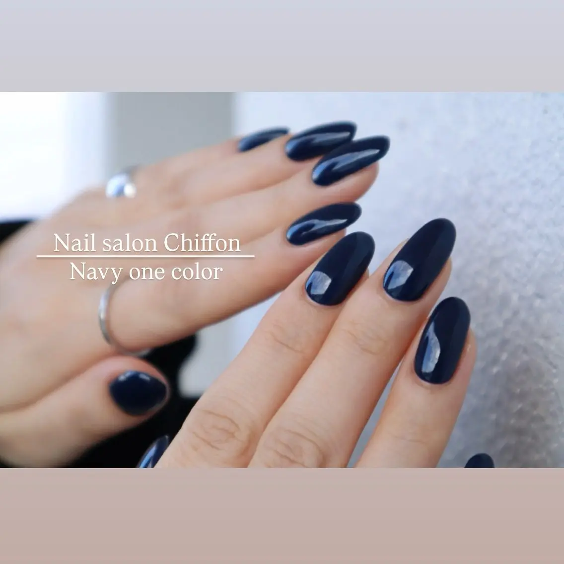 ネイル ネイビー オフィスネイル ワンカラーネイル シンプルネイル Nail salon Chiffonのネイルデザイン
