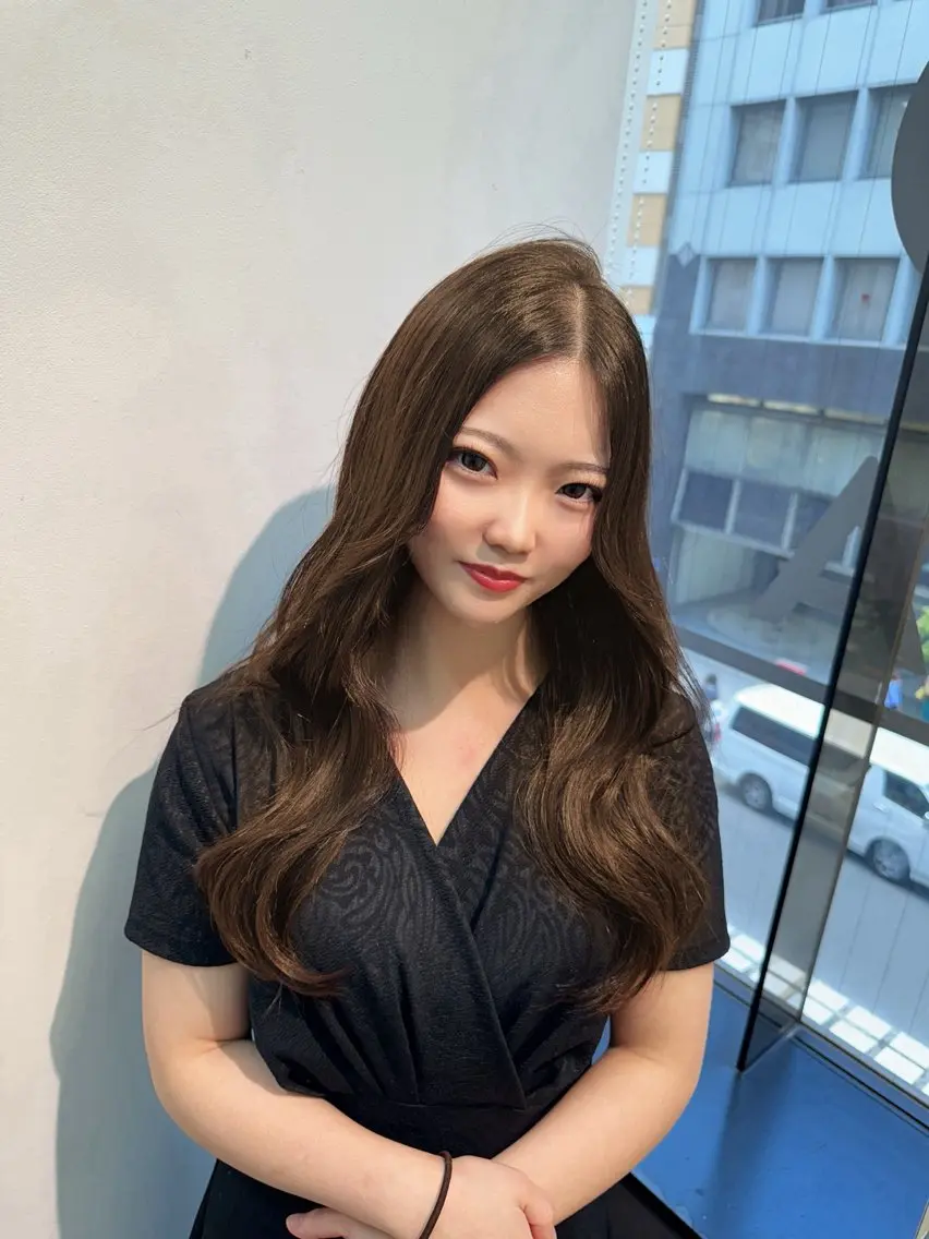 ミディアム ヘアカラー トリートメント 顔周りレイヤー/新宿 /モテ艶カラー/航介のヘアスタイル