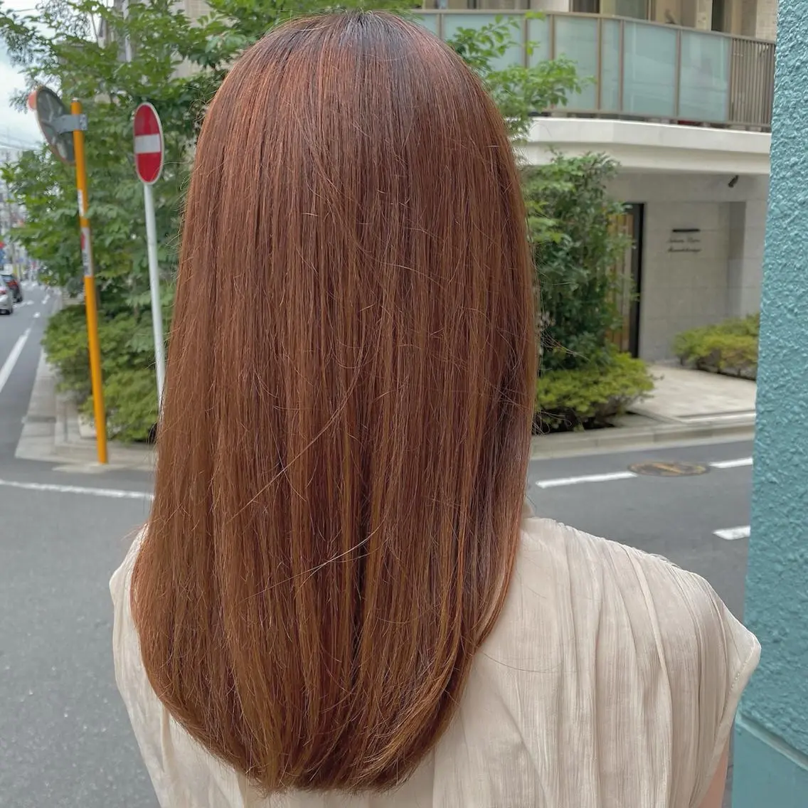 セミロング トリートメント 関口 桃花🌷 暖色カラーのヘアスタイル