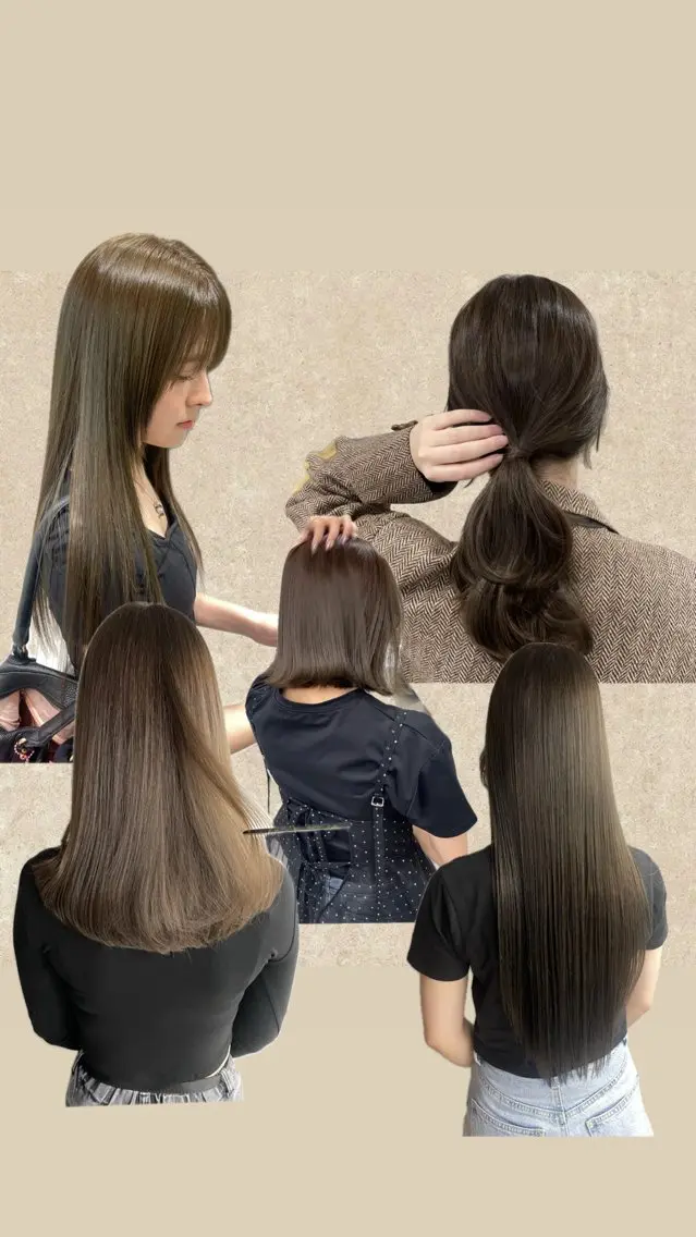 ミディアム ヘアカラー トリートメント 透明感オリーブ🫒/ ブリーチなしWカラーのヘアスタイル