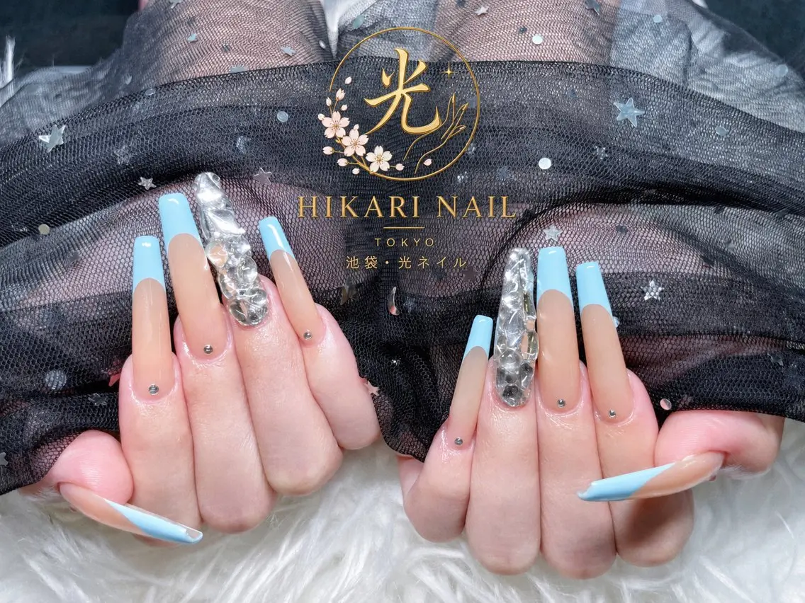 ネイル チークネイル 長さ出し フレンチネイル ガーリー ハロウィン ハンドネイル HikariNail Ikebukuroのネイルデザイン